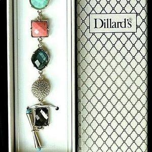 NEW bracelet Multicolor crystals toggle gold tone approx 8" long PRETTY, NIB